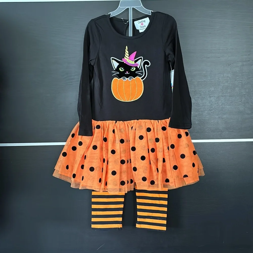 Counting Daisies Toddler Girls Halloween Cat Tutu & Legging Set